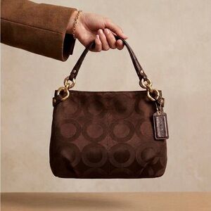 COACH Madison Brooke Brown Vintage Bag Polished Gold Hardware 2000s Y2K Luxury